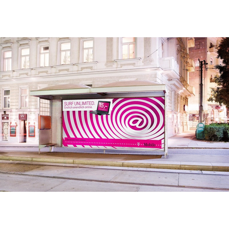 T-Mobile Austria Vortex outdoor campaign at bus stop | Radovan Grezo